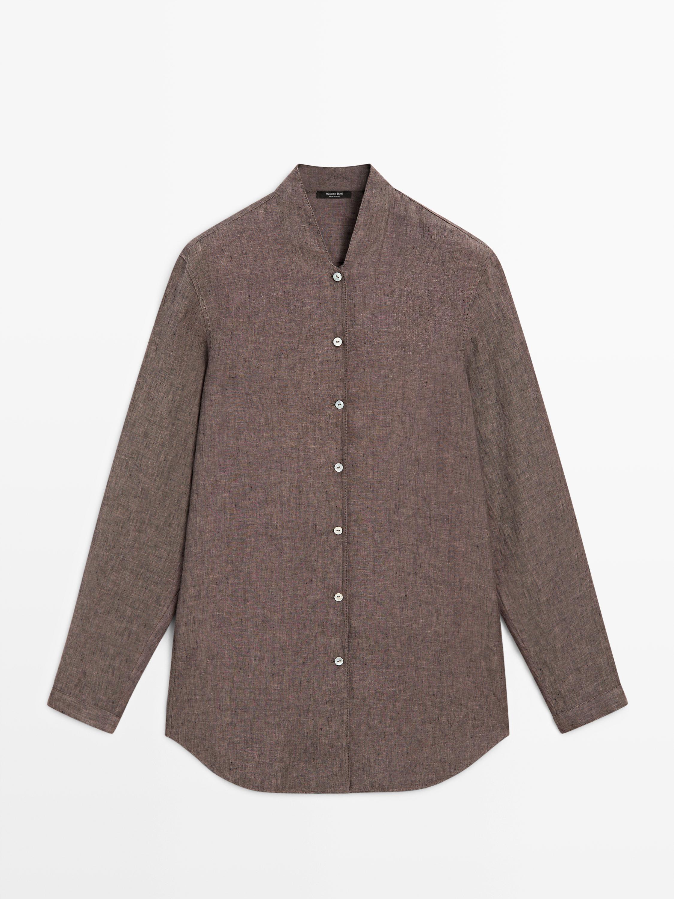 100% linen V-neck shirt